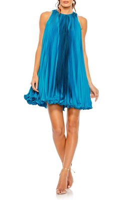 Ieena for Mac Duggal Pleated Flowy Cocktail Minidress in Ocean