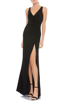 Ieena for Mac Duggal Ruched Jersey Gown in Black 