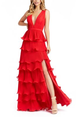 Ieena for Mac Duggal Tiered Ruffle A-Line Gown