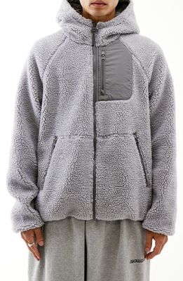 iets frans Borg High Pile Fleece Hooded Jacket in Grey