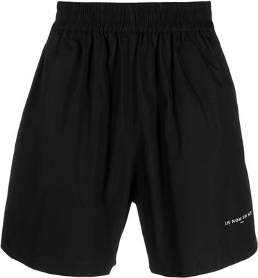 Ih Nom Uh Nit contrast-pocket track shorts - Black