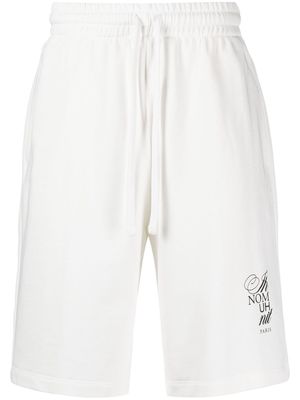 Ih Nom Uh Nit logo-print drop-crotch cotton shorts - White