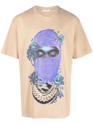 Ih Nom Uh Nit Mask Roses logo-print T-shirt - Neutrals