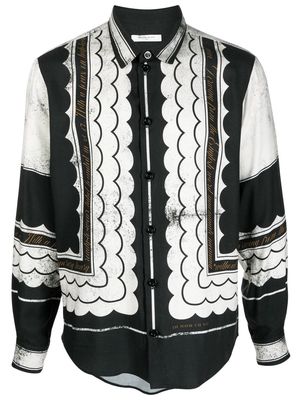 Ih Nom Uh Nit two-tone scallop-print longsleeved shirt - Black