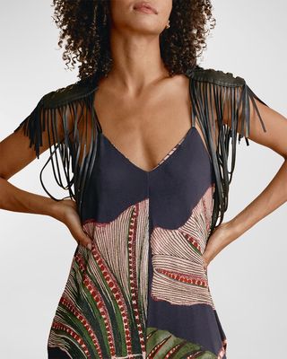 Ikos Netted Leather Vest with Fringe