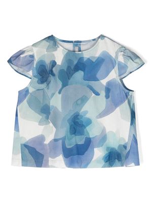 Il Gufo abstract-print cotton blouse - Blue