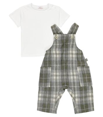 Il Gufo Baby cotton T-shirt and overalls set