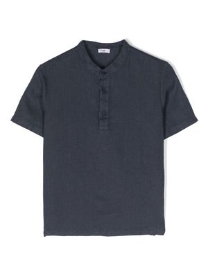 Il Gufo band-collar linen polo shirt - Blue