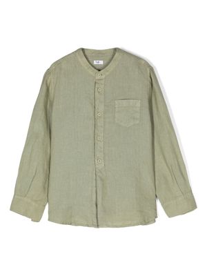 Il Gufo band-collar linen shirt - Green