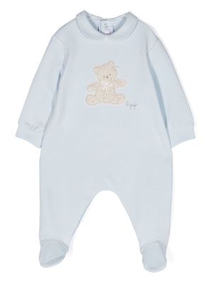 Il Gufo bear-embroidered stretch-cotton pajamas - Blue