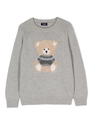 Il Gufo bear-motif virgin-wool knitted jumper - Grey