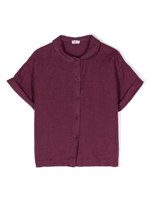 Il Gufo bib-collar linen shirt - Purple