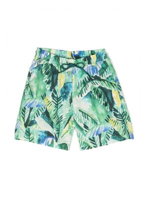 Il Gufo botanical-print drawstring swim shorts - Green
