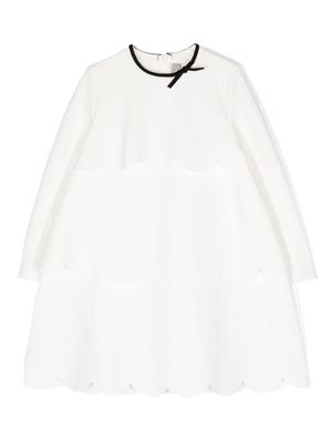 Il Gufo bow-detail scallop-hem dress - White