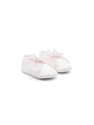 Il Gufo bow-detailed twill ballerina shoes - White