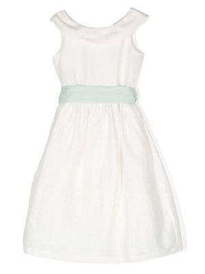 Il Gufo bow-fastening pleated dress - White
