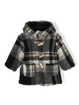 Il Gufo check-pattern fleece-texture coat - Black