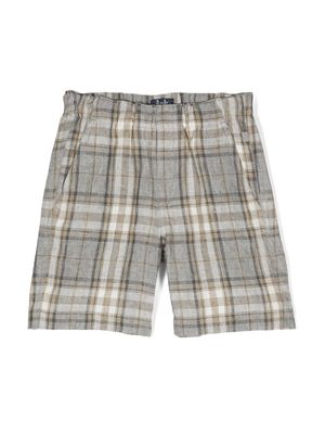 Il Gufo check-pattern linen-flax shorts - Neutrals