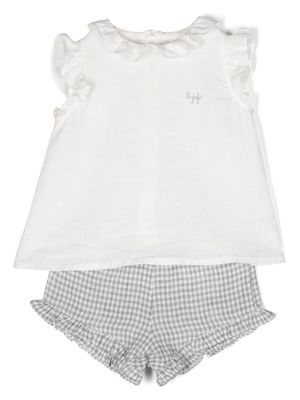 Il Gufo check-print linen top & shorts set - White