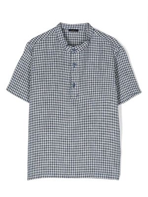 Il Gufo check-print short-sleeved shirt - Blue