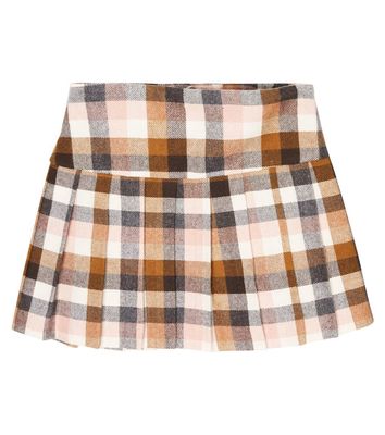Il Gufo Checked cotton-blend skirt