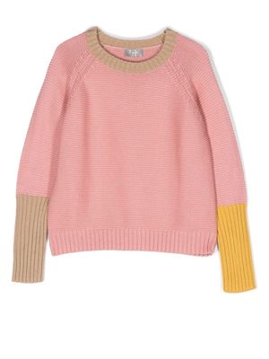 Il Gufo colour-blocked cotton jumper - Pink