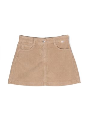 Il Gufo corduroy cotton A-line miniskirt - Brown