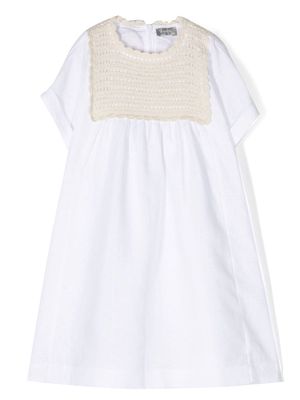 Il Gufo crochet-detailing linen dress - White