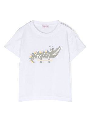 Il Gufo crocodile-motif cotton T-shirt - White