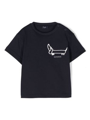 Il Gufo dog-embroidered cotton T-shirt - Blue