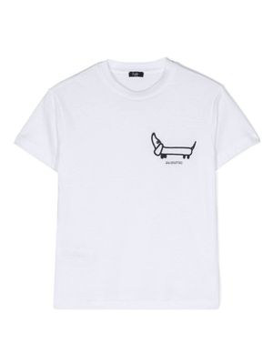 Il Gufo dog-embroidered cotton T-shirt - White