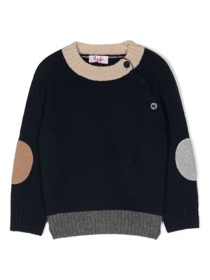 Il Gufo elbow-patches virgin wool jumper - Blue