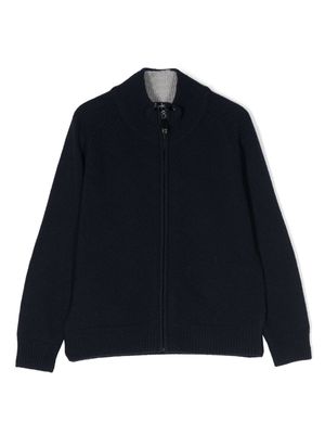 Il Gufo elbow-patches zip-up cardigan - Blue