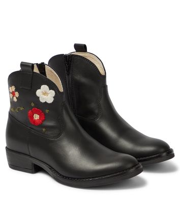 Il Gufo Embroidered leather ankle boots