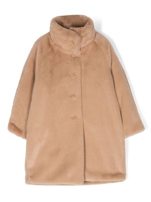 Il Gufo faux-fur high-neck coat - Brown