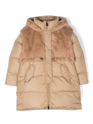 Il Gufo faux-fur panelled hooded coat - Brown