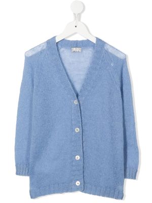 Il Gufo fine-knit V-neck cardigan - Blue