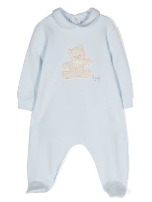 Il Gufo fleece teddy-bear patch babygrow - Blue