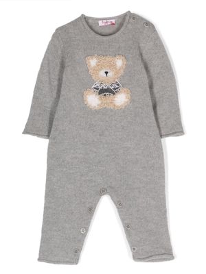 Il Gufo fleece teddy-bear virgin-wool romper - Grey