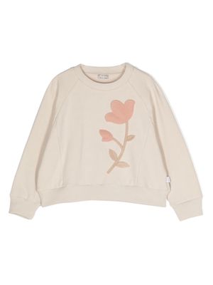 Il Gufo floral-appliqué cotton sweatshirt - Neutrals