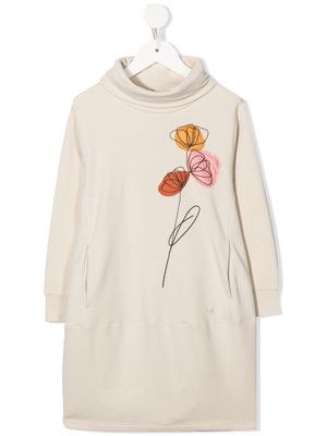 Il Gufo floral-appliqué sweatshirt dress - Neutrals