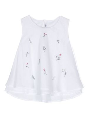 Il Gufo floral-embroidered top - White