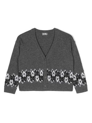 Il Gufo floral intarsia-knit virgin-wool cardigan - Grey