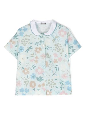 Il Gufo floral-print cotton shirt - Blue