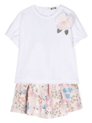 Il Gufo floral-print cotton top and skirt set - White