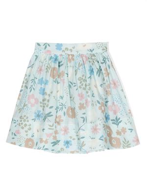 Il Gufo floral-print poplin skirt - Blue