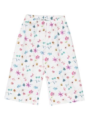 Il Gufo floral-print wide-leg trousers - White