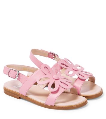 Il Gufo Flower-embellished leather sandals