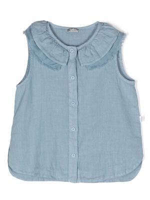 Il Gufo fringed sleeveless blouse - Blue