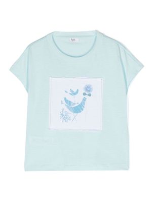 Il Gufo graphic-patch cotton T-shirt - Blue
